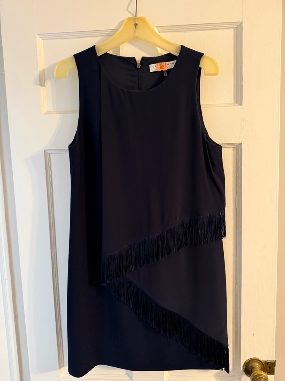 Sleeveless Navy Fringe Shift Dress - Unbranded
